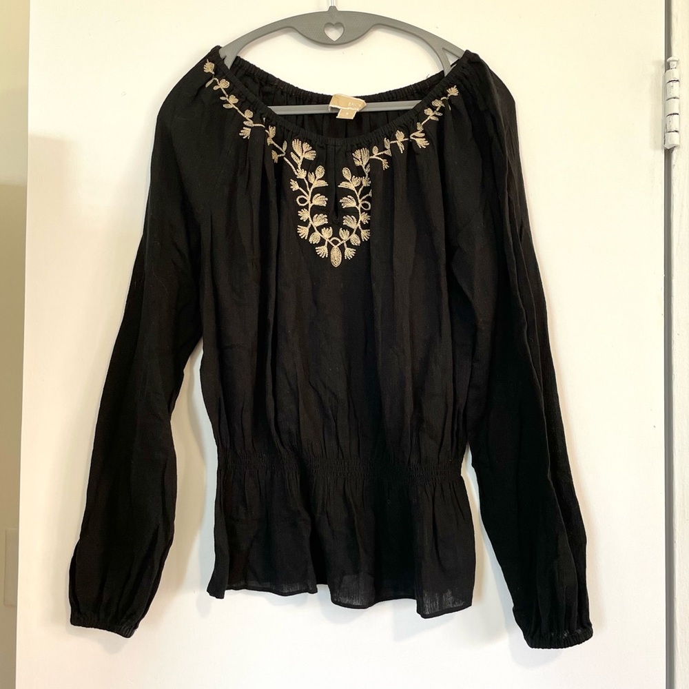 Michael Kors Embroidered Peasant Top